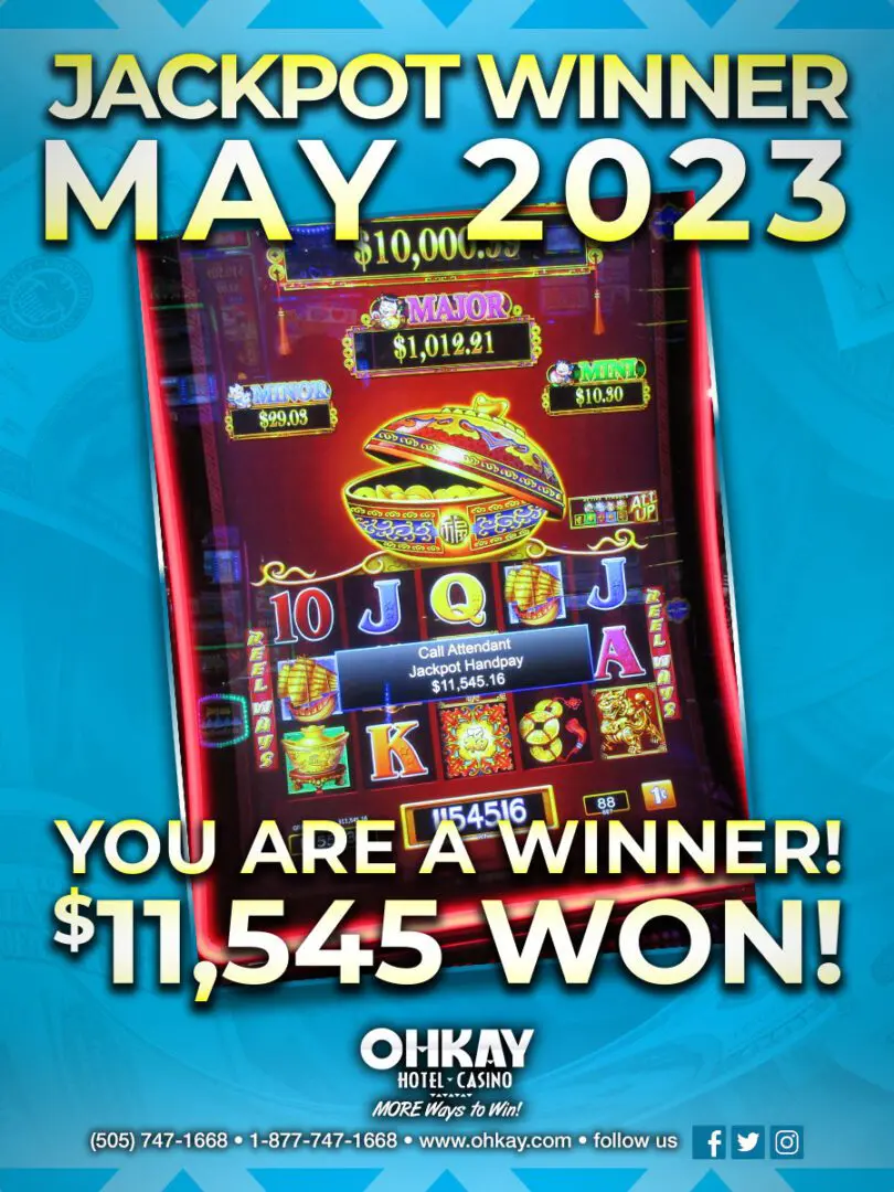 Jackpot Winner May 2023 poster blue color