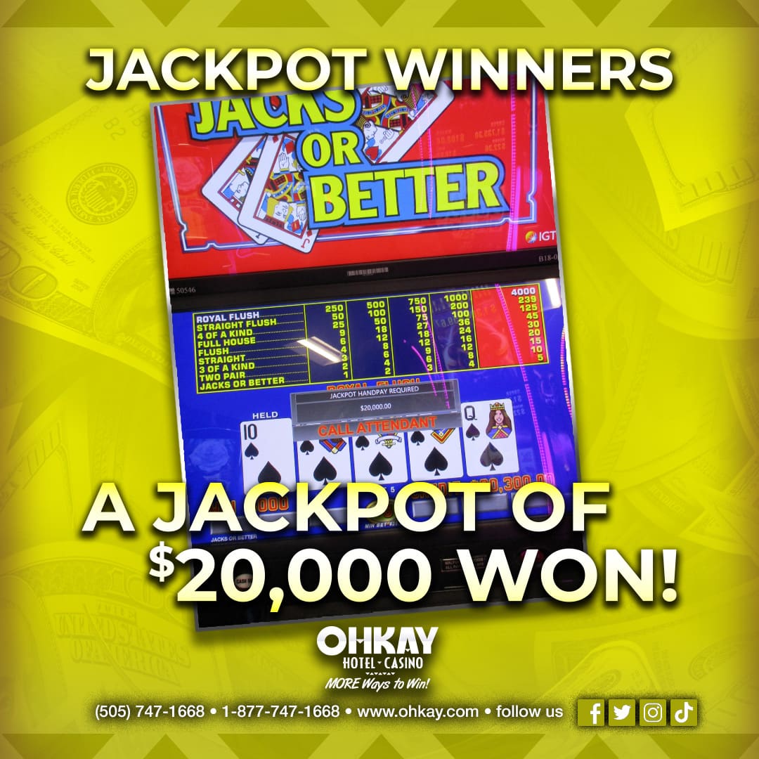 Jackpot winners better jackpot of $ 20 000 win.