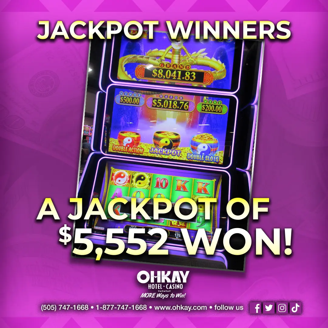 Jackpot winners a jackpot of $5,525 won.
