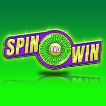 Spin and Win game logo, green background.