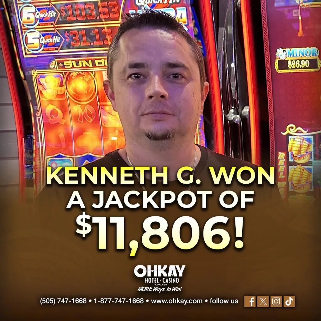 Kenneth g won a jackpot of $1,800.