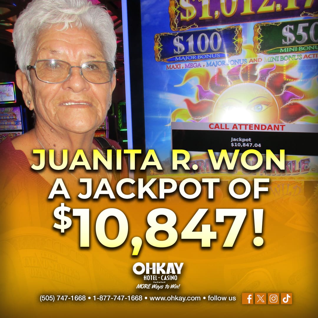 Juanita r w won a jackpot of $ 874.