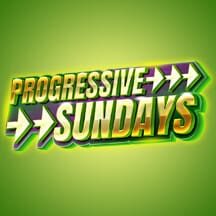 Progressive sundays logo on a green background.